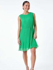 Roman Green Plain Tie Detail Pleated Dress - Image 2 of 5