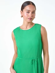 Roman Green Plain Tie Detail Pleated Dress - Image 4 of 5