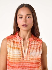 Roman Orange Tie Dye Print Top - Image 4 of 5