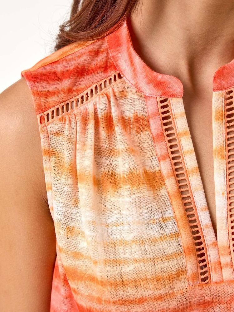 Roman Orange Tie Dye Print Top - Image 5 of 5