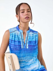 Roman Blue Tie Dye Print Top - Image 1 of 5