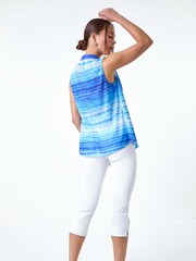 Roman Blue Tie Dye Print Top - Image 3 of 5