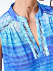 Roman Blue Tie Dye Print Top - Image 5 of 5