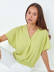 Roman Green Textured Shirred Stretch Top - Image 2 of 5