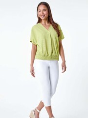 Roman Green Textured Shirred Stretch Top - Image 3 of 5