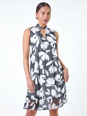 Roman Black Textured Spot Floral Dress - Image 1 of 5