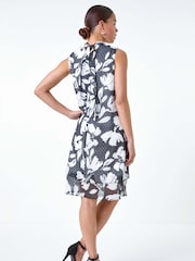 Roman Black Textured Spot Floral Dress - Image 3 of 5