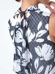 Roman Black Textured Spot Floral Dress - Image 5 of 5
