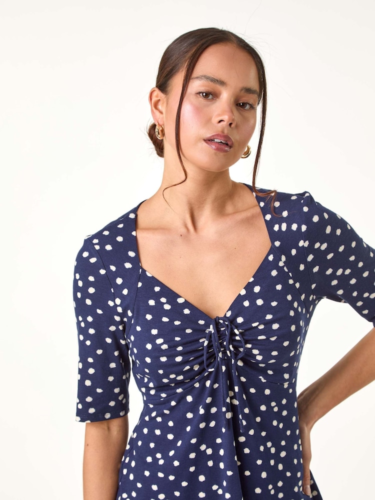 Roman Polka Dot Ruched Stretch Top - Imagen 1 de 5 Roman Polka Dot Ruched Stretch Top - Imagen 1 de 5