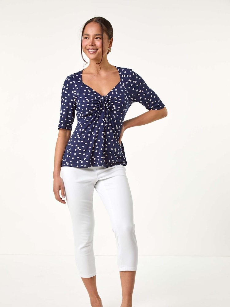 Roman Polka Dot Ruched Stretch Top - Imagen 2 de 5 Roman Polka Dot Ruched Stretch Top - Imagen 2 de 5