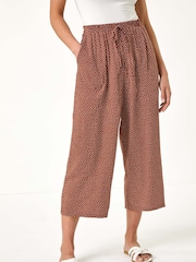 Roman Pink Spot Print Stretch Culottes - Image 4 of 5