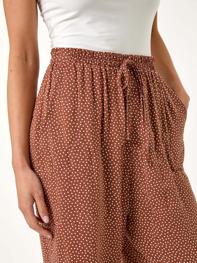 Roman Pink Spot Print Stretch Culottes - Image 5 of 5