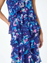 Roman Black Abstract Print Ruffle Shift Dress - Image 5 of 5