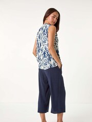 Roman Blue Aztec Style Print Tie Detail Top - Image 3 of 5