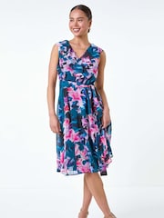 Roman Blue Frill Detail Floral Dress - Image 2 of 5