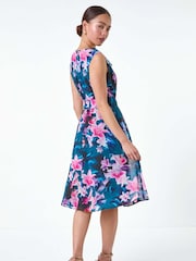 Roman Blue Frill Detail Floral Dress - Image 3 of 5