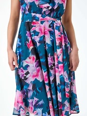 Roman Blue Frill Detail Floral Dress - Image 5 of 5