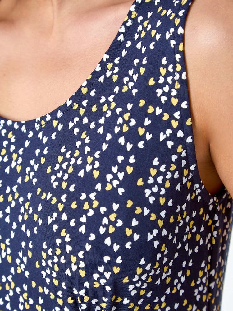 Roman Blue Heart Print Stretch Dress - Image 5 of 5
