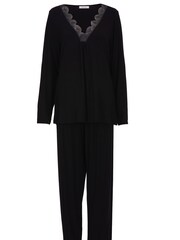 Nora Rose Black Lace Trim Jersey Long Sleeve Pyjama Set - Image 4 of 4
