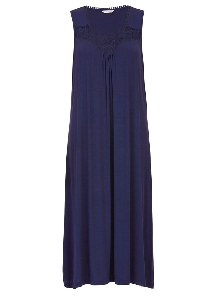 Nora Rose Blue Lace Detail Jersey Midi Nightdress - Image 4 of 4