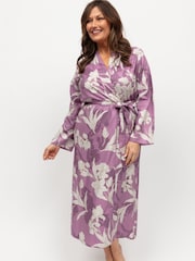 Nora Rose Pink Long Sleeve Jersey Dressing Gown - Image 1 of 3