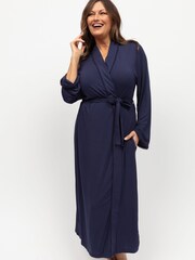 Nora Rose Blue Long Sleeve Jersey Dressing Gown - Image 2 of 4
