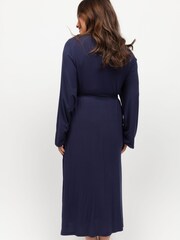 Nora Rose Blue Long Sleeve Jersey Dressing Gown - Image 3 of 4