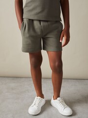 Reiss Green Smoke Creed Teen Textured Half-Zip Polo Shirt - Image 3 of 4