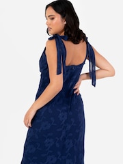 Anaya With Love Blue Jacquard Tie Shoulder Maxi Dress - Image 3 of 4