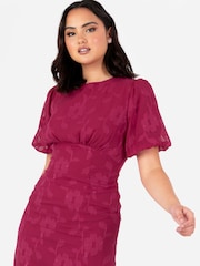 Anaya With Love Pink Jacquard Puff Sleeve Cut Out Back Maxi Dress - Image 4 of 6