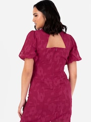 Anaya With Love Pink Jacquard Puff Sleeve Cut Out Back Maxi Dress - Image 5 of 6