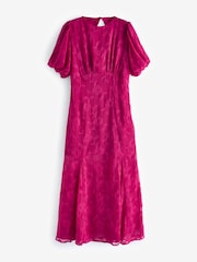 Anaya With Love Pink Jacquard Puff Sleeve Cut Out Back Maxi Dress - Image 6 of 6