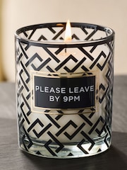 Black/White Please Leave By 9pm Slogan Midnight Amber and Patchouli Scented Candle - Image 2 of 3