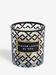 Black/White Please Leave By 9pm Slogan Midnight Amber and Patchouli Scented Candle - Image 3 of 3