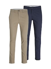 Песочный/темно-синий - JACK & JONES Chino Trousers 2 Pack - Image 1 of 7