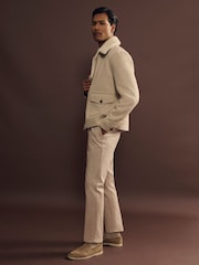Reiss Stone Melange Andrew Wool Blend and Faux Shearling Jacket - Image 1 of 10