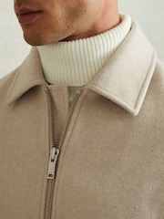 Reiss Stone Melange Andrew Wool Blend and Faux Shearling Jacket - Image 7 of 10