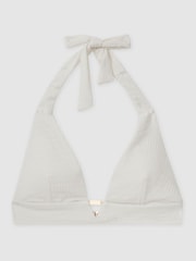 Reiss Laurel Halter Neck Waffle Bikini Top - Image 2 of 5