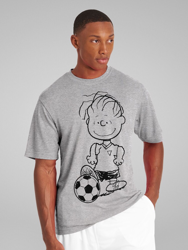 All + Every Grey Mens Peanuts Football Linus Van Pelt T-Shirt - Image 2 of 4
