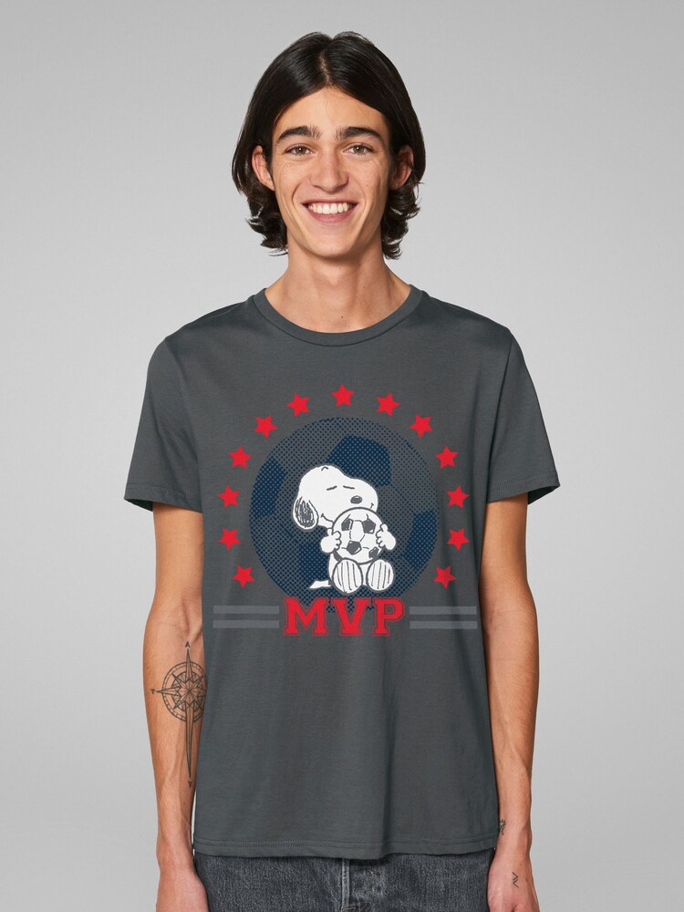 All + Every Grey Mens Peanuts Football Snoopy MVP 100% Cotton T-Shirt - Image 1 of 1