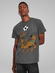 All + Every Grey Mens 100% Cotton Scooby Doo Football Over Head Kick T-Shirt - Image 1 of 1