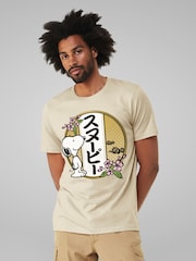 All + Every Natural Mens 100% Cotton Peanuts Snoopy Kanji Flowers T-Shirt - Image 1 of 4