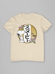 All + Every Natural Mens 100% Cotton Peanuts Snoopy Kanji Flowers T-Shirt - Image 3 of 4