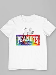 All + Every White Mens 100% Cotton Peanuts Tie Dye Logo T-Shirt - Image 3 of 4