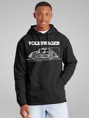 All + Every Black Mens Official Volkswagen Beetle Technical Diagram Hoodie - Image 1 of 4