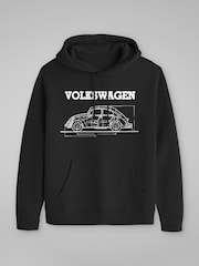 All + Every Black Mens Official Volkswagen Beetle Technical Diagram Hoodie - Image 3 of 4