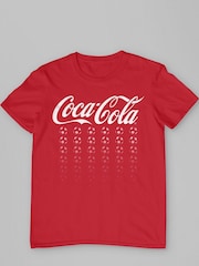 All + Every Red Mens 100% Cotton Official Coca Cola Football Multi Balls T-Shirt - Image 3 of 4
