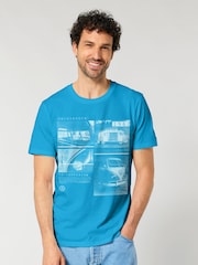 All + Every Blue Mens 100% Cotton Volkswagen T1 Campervan 1967 Shots T-Shirt - Image 1 of 4