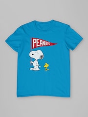 All + Every Blue Mens 100% Cotton Peanuts Snoopy And Woodstock Flag T-Shirt - Image 2 of 4