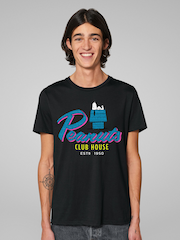 All + Every Black Mens 100% Cotton Peanuts Snoopy Club House T-Shirt - Image 1 of 4